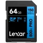 Memoria flash SDXC Lexar 64 GB UHS-I 800xPRO — Clase 10, U3, V30, 150 MB/s