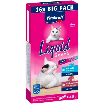 VITAKRAFT Liquid Snack hígado con salmón - un premio para gatos - 16x15 g