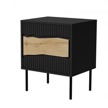 Mesita de noche Cama INSERTO, 2 uds., 50x40x61.5 cm, negro + LED