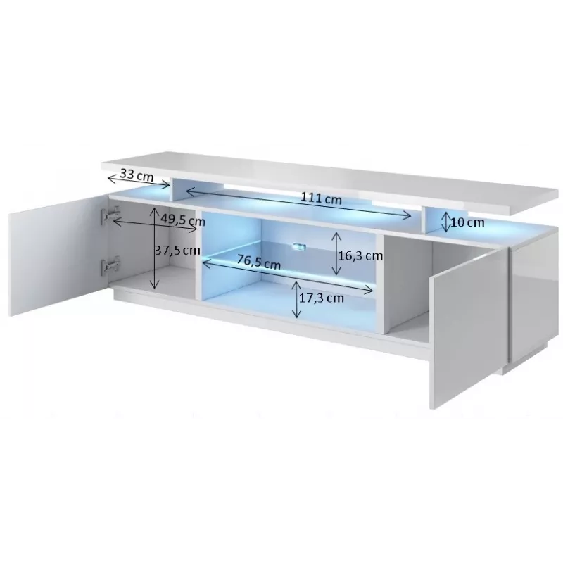 Mueble RTV EVA 180x40x56 grafito/brillante