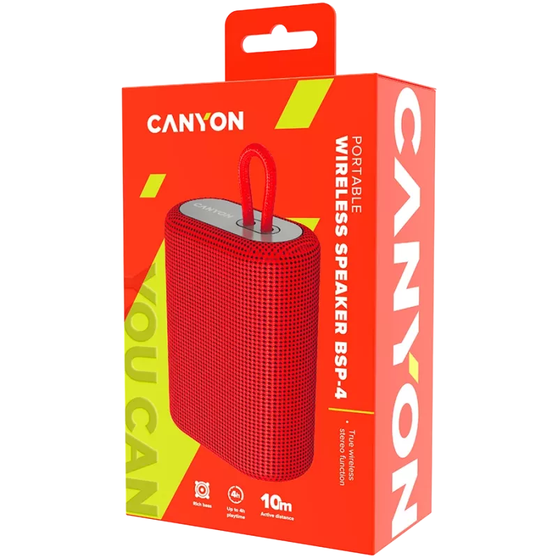 Altavoz Bluetooth Canyon BSP-4 lector TF/USB-C/5W rojo venta al por menor