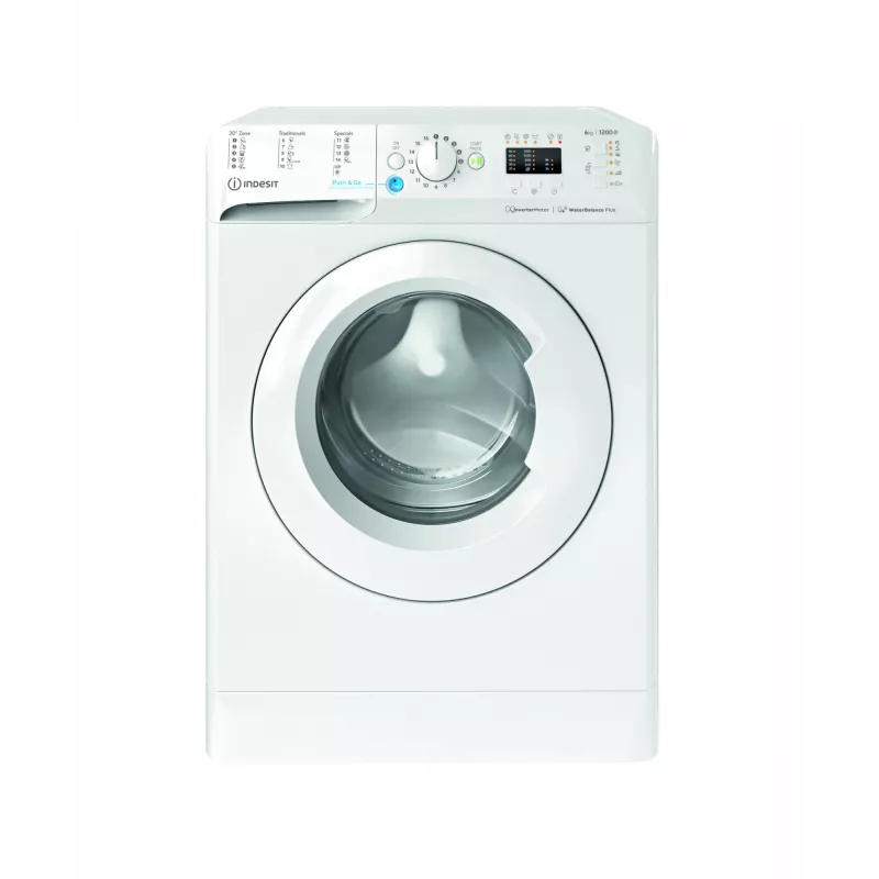 Lavadora Indesit BWSA 61294 W EU N — carga frontal, 6 kg, 1151 rpm, profundidad 42,5 cm, anchura 59,5 cm, display, Big Digit, blanca, clase energética C