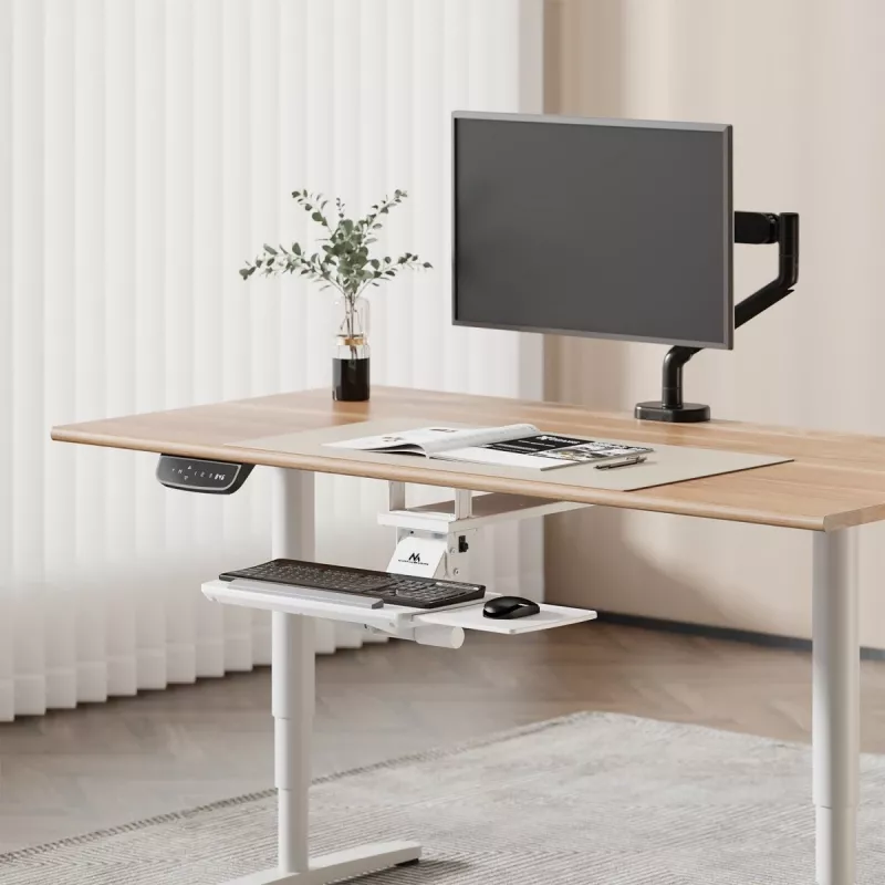 Soporte de teclado MACLEAN MC-156 W — bandeja regulable bajo mesa, carga máx. 5 kg
