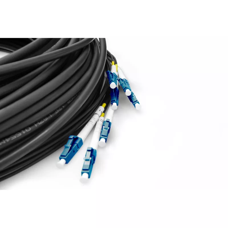 Cable breakout universal de fibra óptica preconfeccionado Digitus, monomodo OS2, 8 fibras, LC/UPC, 75 m