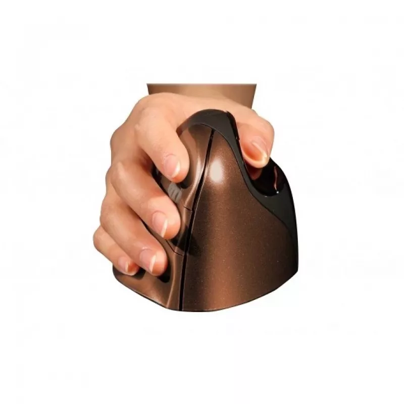 BakkerElkhuizen Evoluent 4 Small Wireless, para diestros, diseño vertical, Láser, RF Wireless, 2600 DPI, Negro, Marrón