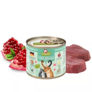 GRANATAPET DeliCATessen Caza y atún - Comida húmeda para gatos - 200 g