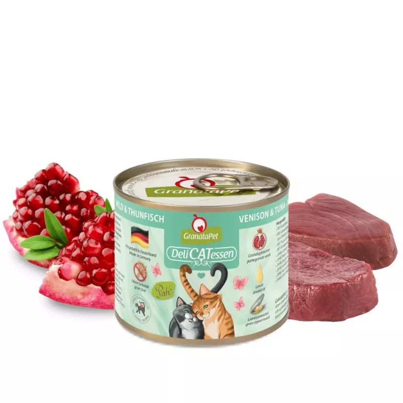GRANATAPET DeliCATessen Caza y atún - Comida húmeda para gatos - 200 g