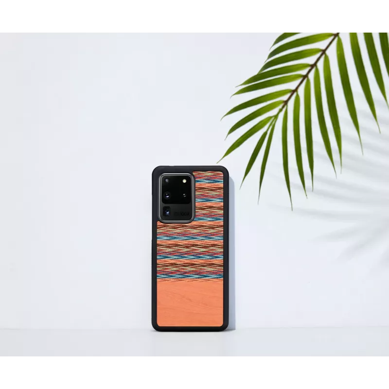 Funda para móvil Man and Wood para Samsung Galaxy S20 Ultra — cuadros marrones con borde negro