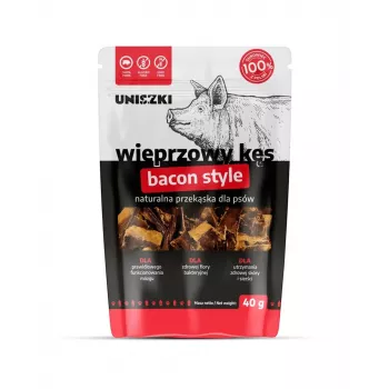 Premio de comida húmeda UNISZKI Bacon Style Bite 40 g – cerdo bolsa monodosis, monoproteico, hipoalergénico