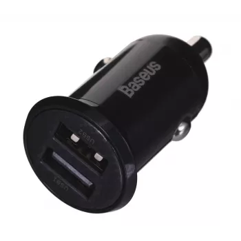 Cargador de coche Baseus Gain Pro universal negro – 2× USB 2.0, 2,4 A por puerto, entrada 12–24 V, salida 5 V