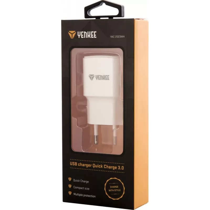 Cargador de red USB YENKEE YAC 2023WH 18W 3A Quick Charge 3.0