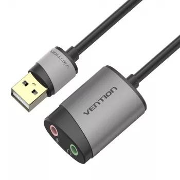 Vention tarjeta de sonido externa USB 0,15M gris metal tipo