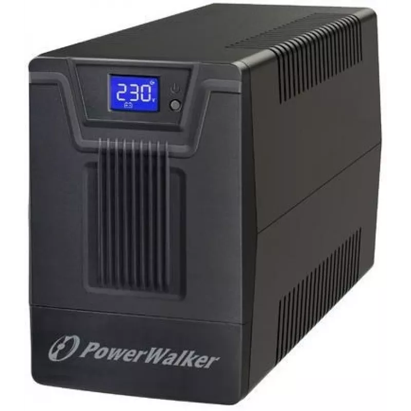 Sistema de alimentación ininterrumpida PowerWalker VI 800 SCL FR — SAI Line‑Interactive 0,8 kVA (480 W), 2 tomas tipo E, USB, RJ-45/RJ-11, batería 12V 9Ah, torre, negro