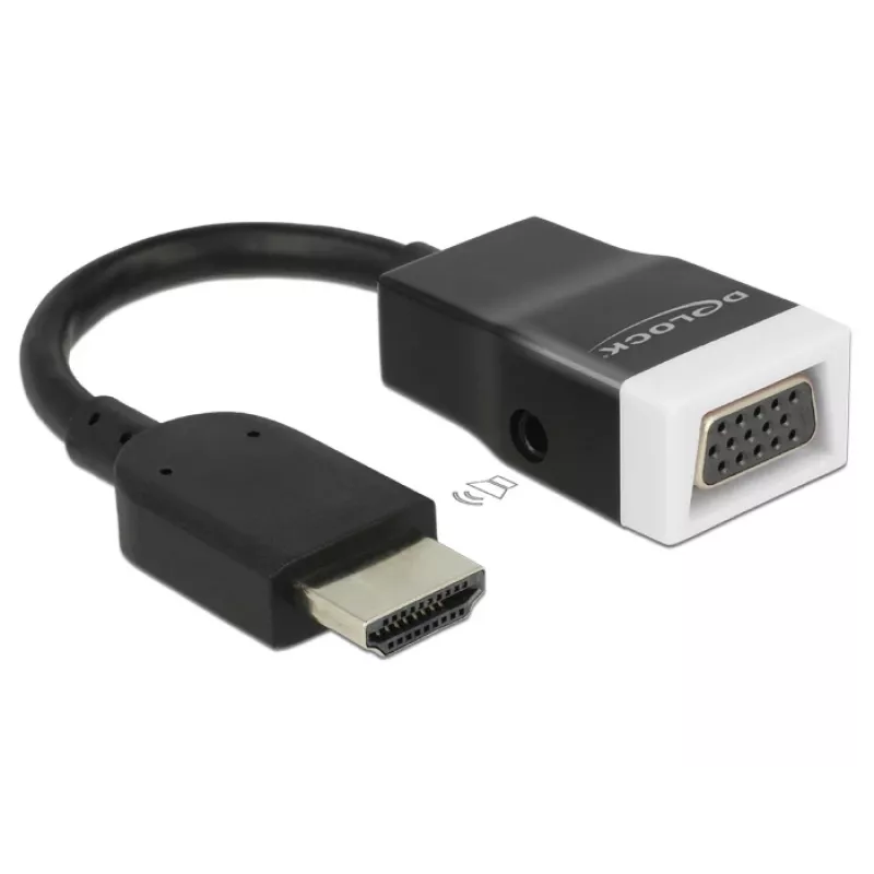 Delock 65587 adaptador HDMI-A macho a VGA (D-Sub 15) hembra con audio, negro/blanco