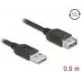 Cable USB-A a USB-A DELOCK 81511 — USB 2.0, 0,5 m, negro, contactos dorados