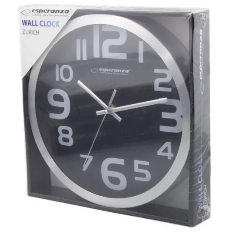 Reloj de pared de cuarzo Esperanza Zurich EHC013K, ovalado, negro/blanco