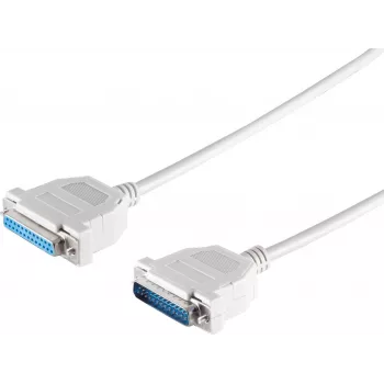 Cable alargador Sub-D ShiverPeaks de 25 pines conector macho de 25 pines a conector hembra de 25 pines con tapas de clip, 1,8 m
