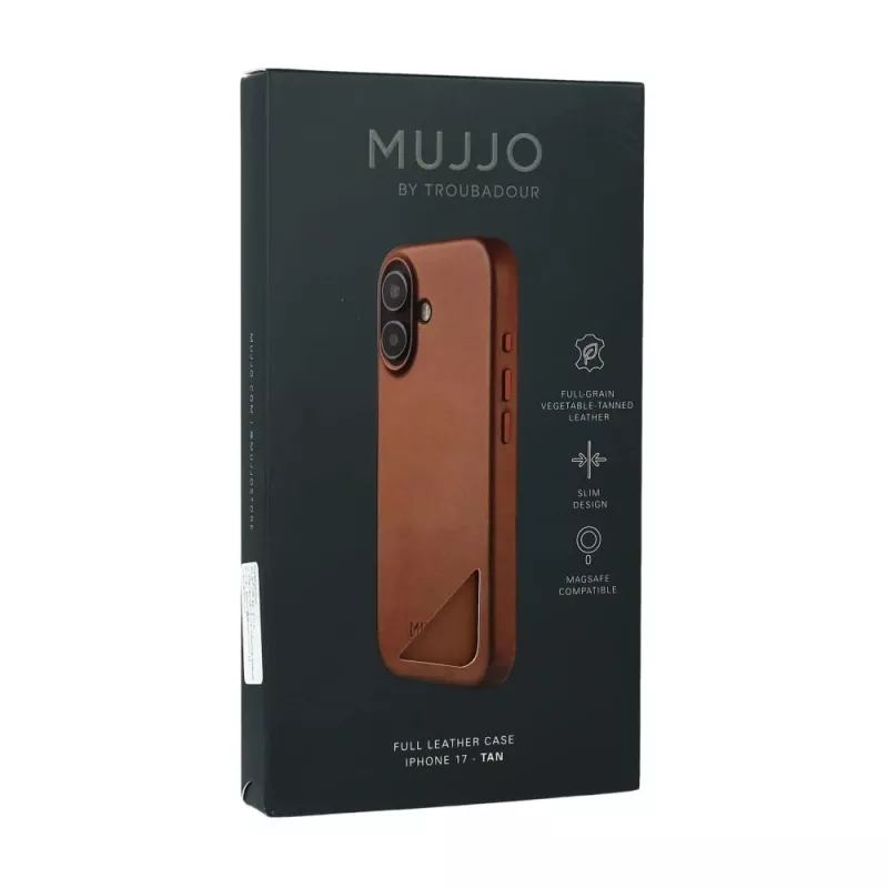 Mujjo Full Leather Case MagSafe funda para iPhone 17 marrón