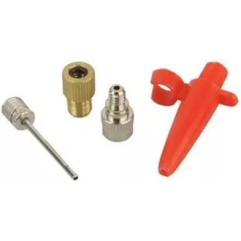 Set de adaptadores FISCHER 85618 — Adaptador de bomba de metal (rojo) para válvulas de bicicleta y scooter