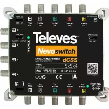 Multiconmutador de satélite Televes 714112 5 entradas 4 salidas