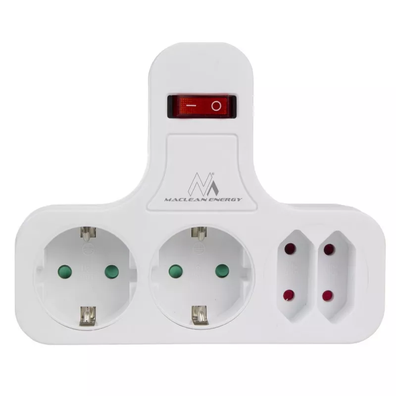Regleta de enchufes 4 tomas con interruptor MACLEAN MCE224 F — regleta de 4 tomas con interruptor individual