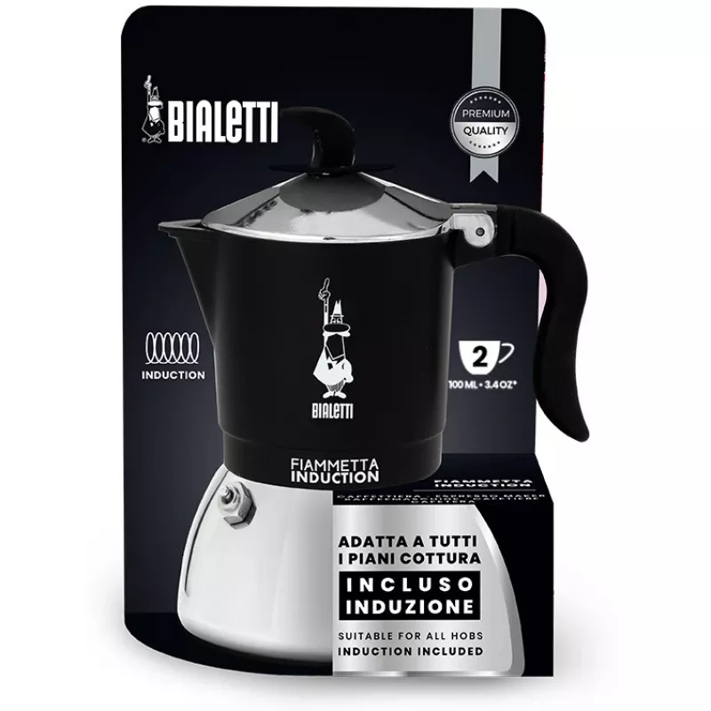 Cafetera de inducción BIALETTI FIAMMETTA 2 tazas, negra