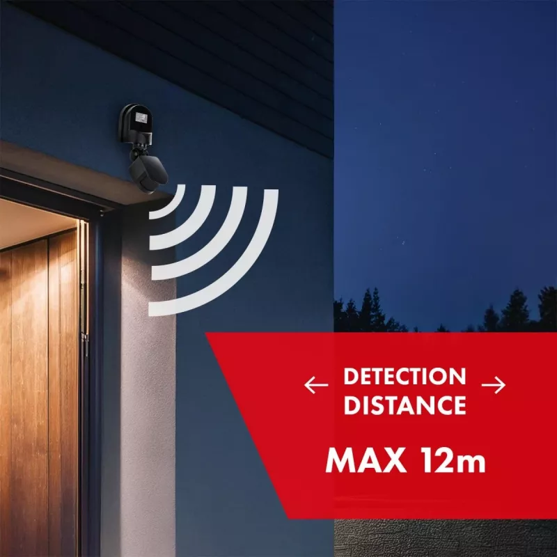 Sensor de movimiento y crepuscular MACLEAN MCE25 B — detector de movimiento con sensor de luz, montaje en pared/techo