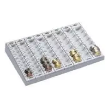 Bandeja contamonedas WEDO 290×200×45 mm Euro gris claro con 8 ranuras para monedas