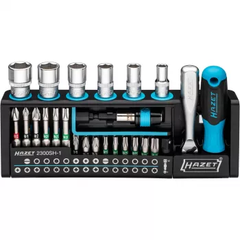 Hazet Juego de puntas 2300SH-1 — juego de 39 piezas con puntas planas, Phillips, Pozidriv, hexagonales y Torx