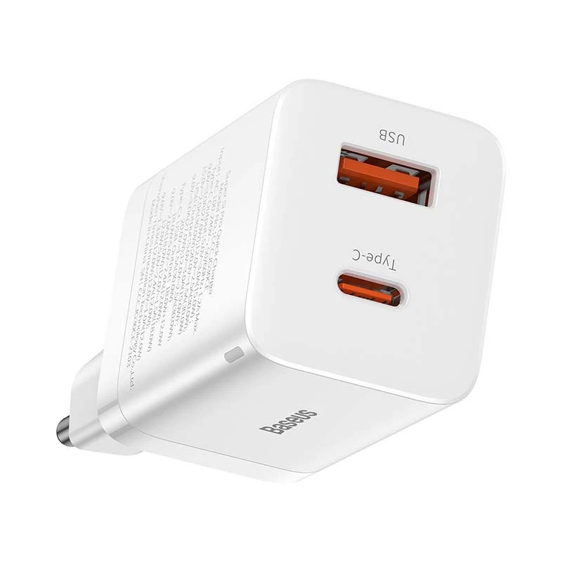 Cargador rápido Baseus Super Si Pro USB + USB-C 30W (blanco)