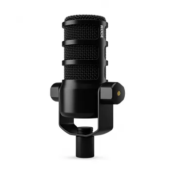 Micrófono de estudio RØDE PodMic USB — cardioide XLR/USB, 24 bits/48 kHz, USB-C, salida de auriculares, control de volumen giratorio, negro