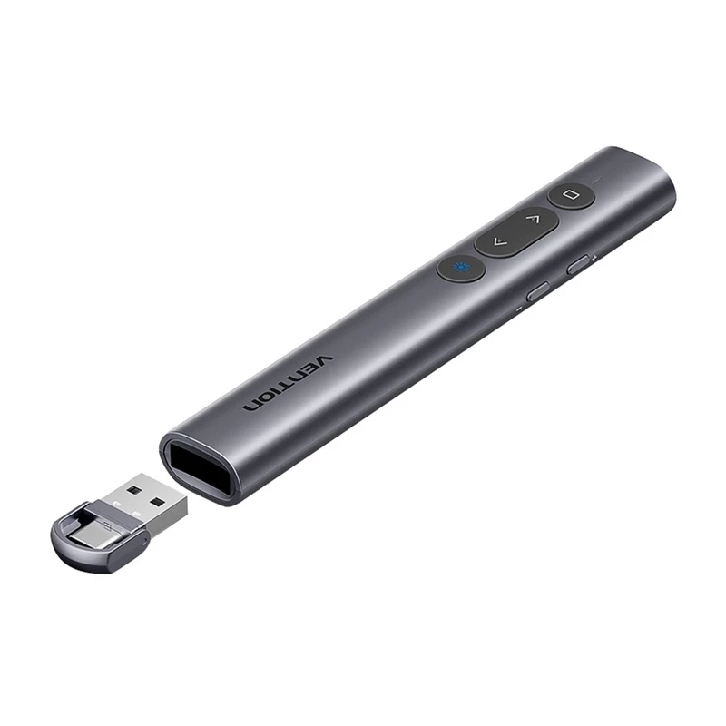 Puntero láser inalámbrico Vention KQIH0 – láser rojo, alcance máximo 50 m, interfaz USB, carcasa de PVC ligera