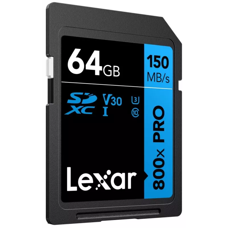 Memoria flash SDXC Lexar 64 GB UHS-I 800xPRO — Clase 10, U3, V30, 150 MB/s