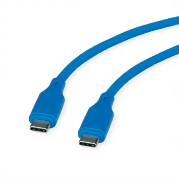 ROLINE Cable USB 2.0 C-C ST/ST Silicona 60W 1m Azul - Cable - Digital/Datos (11.02.9123)