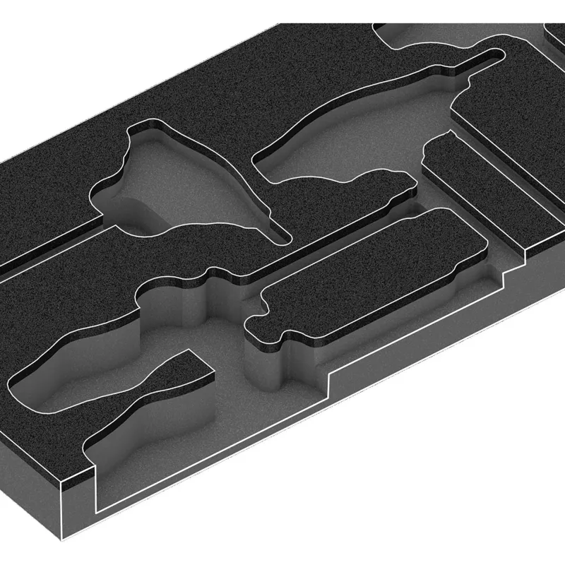 Espuma de relleno Wera 9813 para set de destornilladores hexagonales — vacía, negro/gris