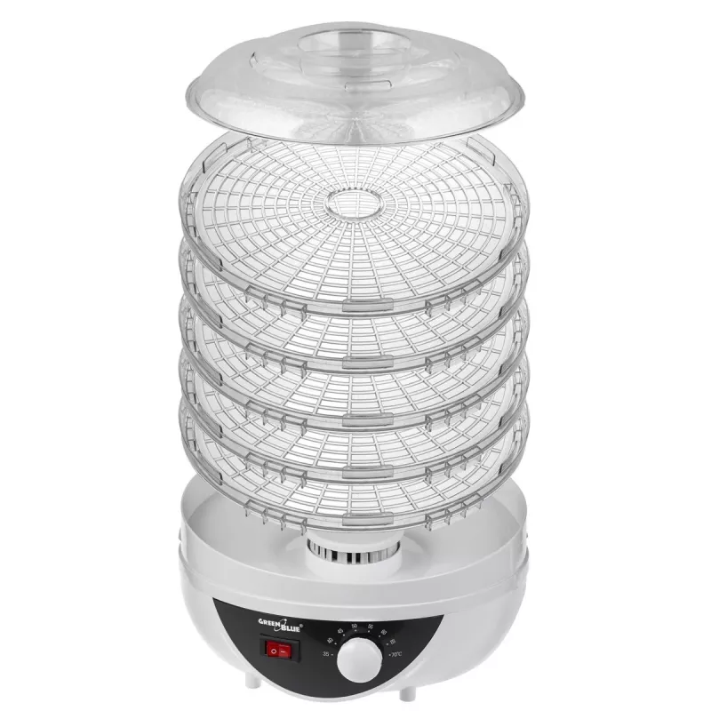 Deshidratador de setas, verduras y frutas GreenBlue, 250W de potencia, muy silencioso, 5 tamices, GB195