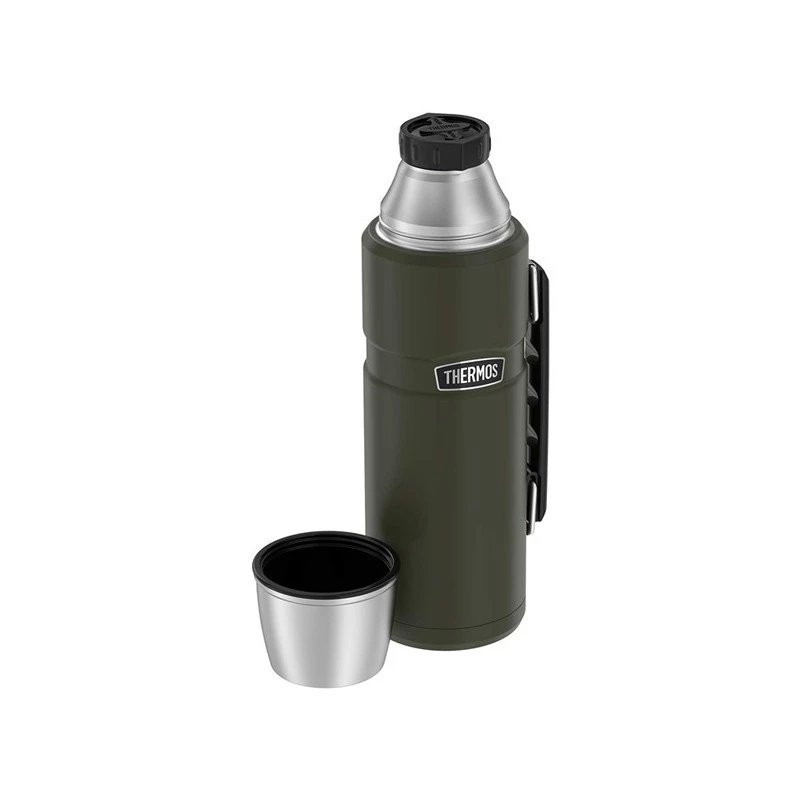 Termo THERMOS TH-170028 470 ml, acero inoxidable con aislamiento al vacío, verde oliva, 24 h caliente/frío