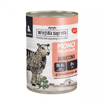 Comida húmeda para perros wiejskazagroda Puppy monoproteico cordero 400 g – junior, sin cereales, proteína única