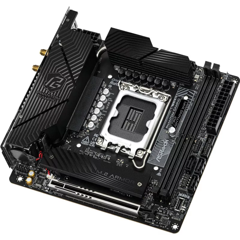 Placa base ASRock Z790I LIGHTNING WIFI — Intel Z790, LGA 1700, Mini-ITX, DDR5 hasta 8600 MHz, 2x DIMM, Wi‑Fi 6E, 2.5Gb LAN, 2x M.2