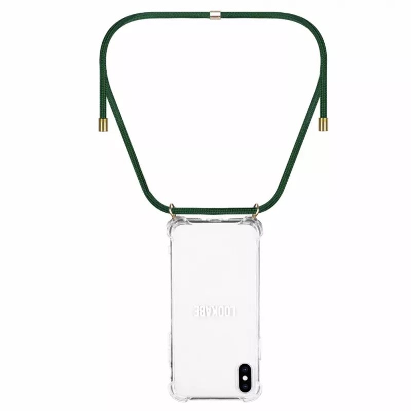 Funda con collar Lookabe para iPhone X / Xs — oro con cinta verde
