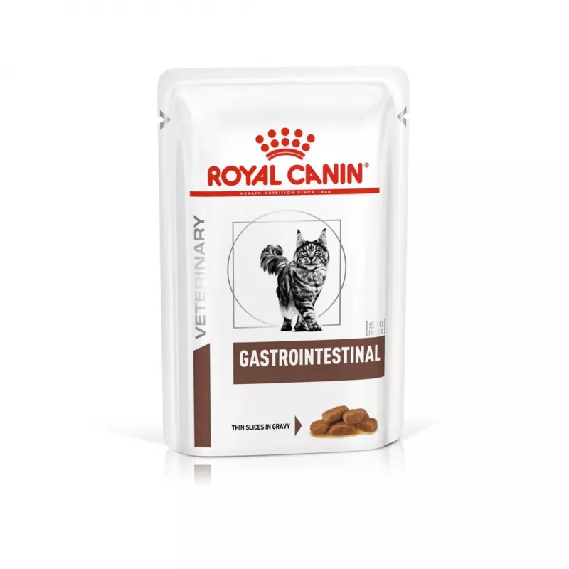 Comida húmeda para gatos Royal Canin Gastrointestinal 85 g bolsa — carne, 12 x 85 g, gatos adultos, en problemas gastrointestinales