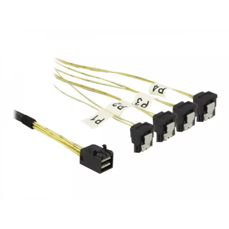 Cable SCSI DeLOCK 85685 negro amarillo 1 m 1 x Mini SAS HD SFF-8643 4 x SATA 7 Pin