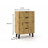 Cómoda SCANDI 4S estrecha roble ARTISAN
