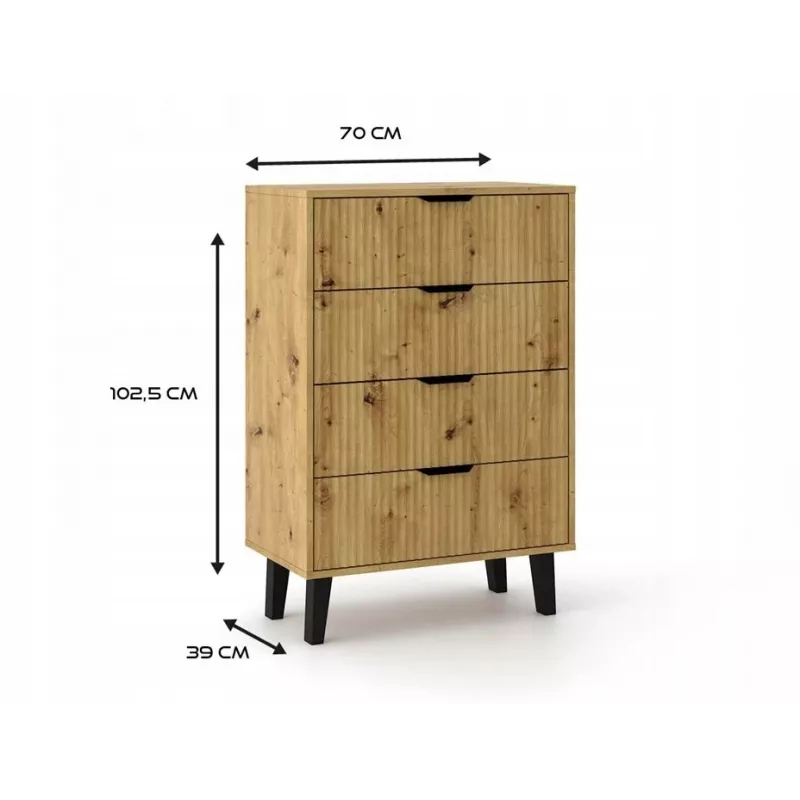 Cómoda SCANDI 4S estrecha roble ARTISAN