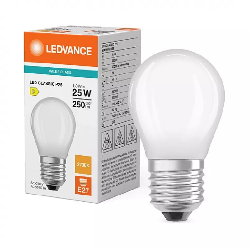 Osram LED Classic P 25 Filament P 1.8W 827 mate E27 lámparas LED, mini clásica