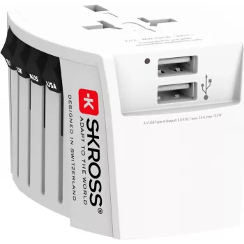 SKROSS MUV USB Adaptador de viaje universal adaptador de corriente 2x USB