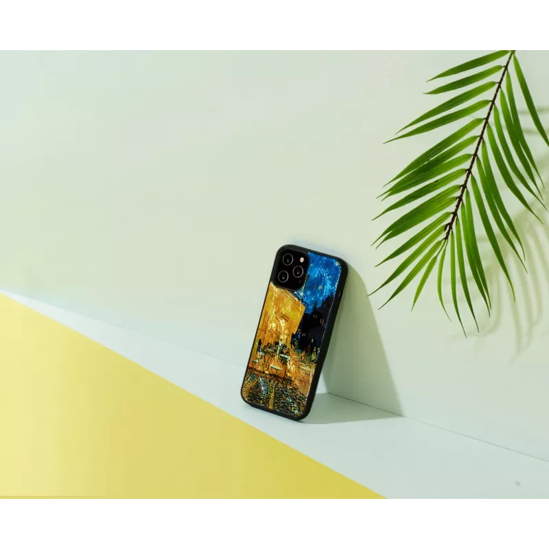 Funda protectora iKins para Apple iPhone 12 / 12 Pro — negro, diseño Café Terrace