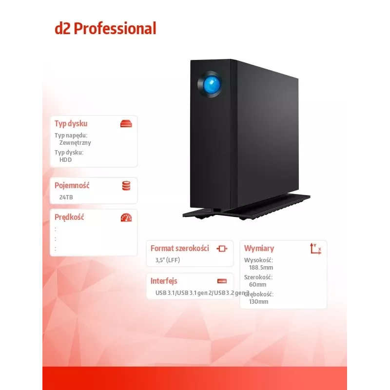 Disco duro externo LaCie d2 Professional 24TB USB-C 10Gb/s 3,5 pulgadas (STHA24000800)