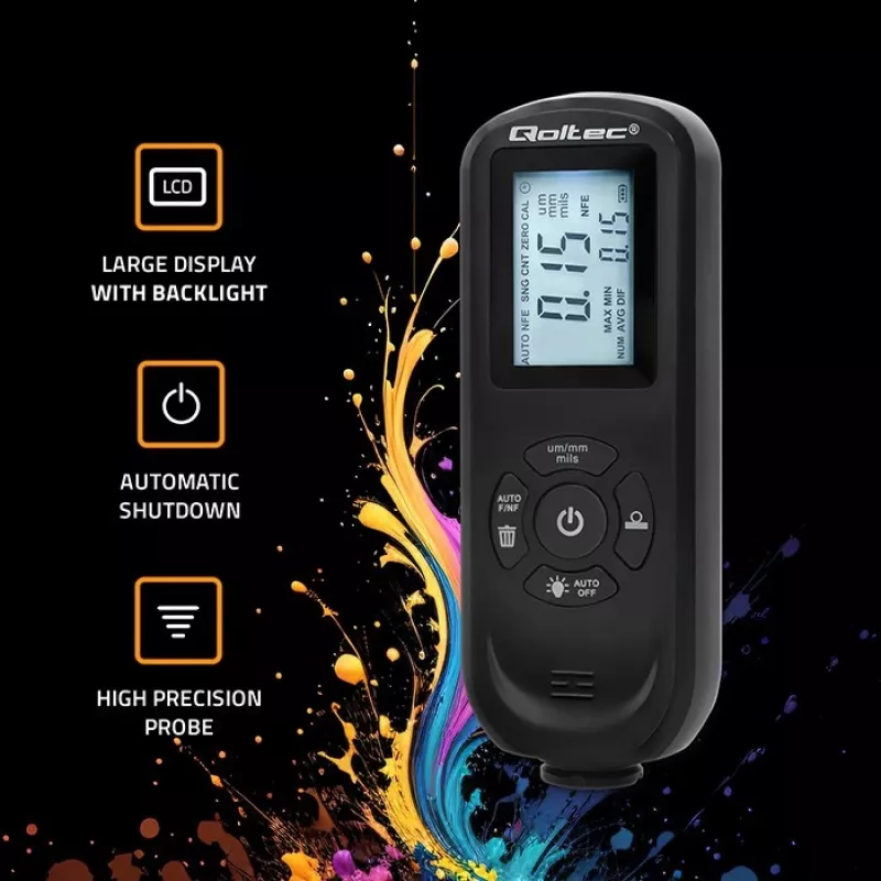 Medidor de espesor de capas QOLTEC 50646 LCD 0–2000 µm