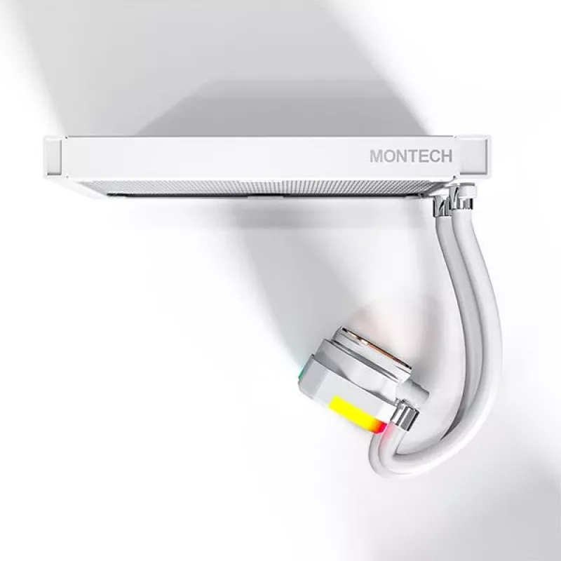 Refrigeración líquida AIO Montech Hyper Flow ARGB 240 mm blanco — radiador de 240 mm, iluminación ARGB, acabado blanco